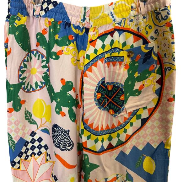 NWT Maeve Anthropologie Straight Leg Pink/Rose
 Abstract Print Pants sz M - Picture 4 of 14